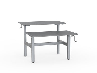 double sided manual height adjustable standing desk