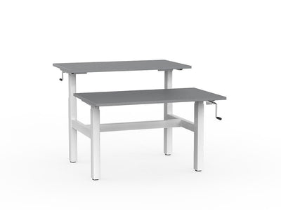 double sided manual height adjustable standing desk