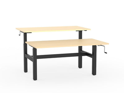 double sided manual height adjustable standing desk