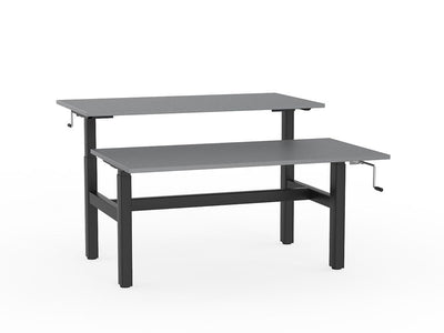 double sided manual height adjustable standing desk