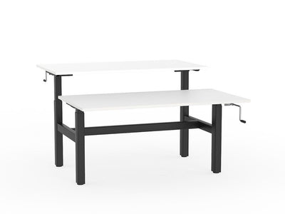 double sided manual height adjustable standing desk