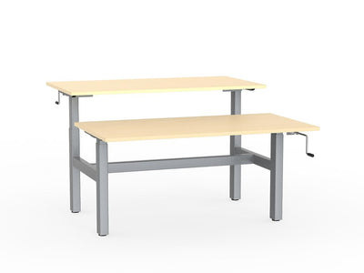 double sided manual height adjustable standing desk