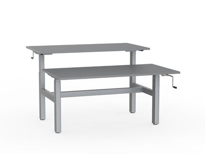 double sided manual height adjustable standing desk