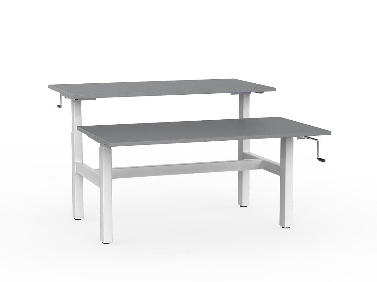 double sided manual height adjustable standing desk