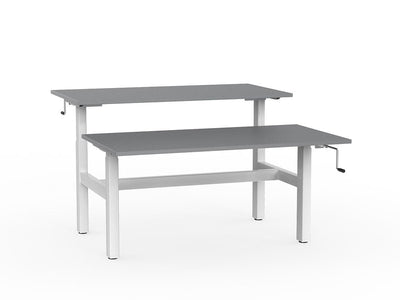 double sided manual height adjustable standing desk