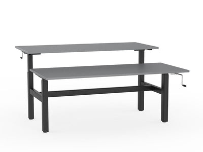 double sided manual height adjustable standing desk