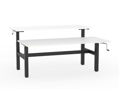 double sided manual height adjustable standing desk