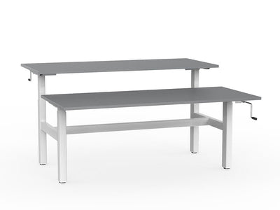 double sided manual height adjustable standing desk