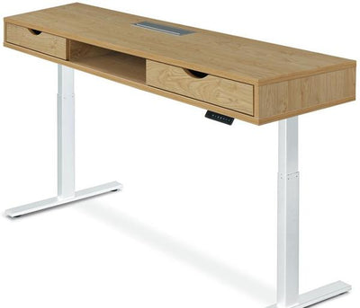 Standing Desk with Drawers Atlantic Oak Top White Legs