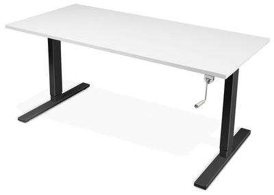 Manual Crank Standing Desk White Desktop Black Frame