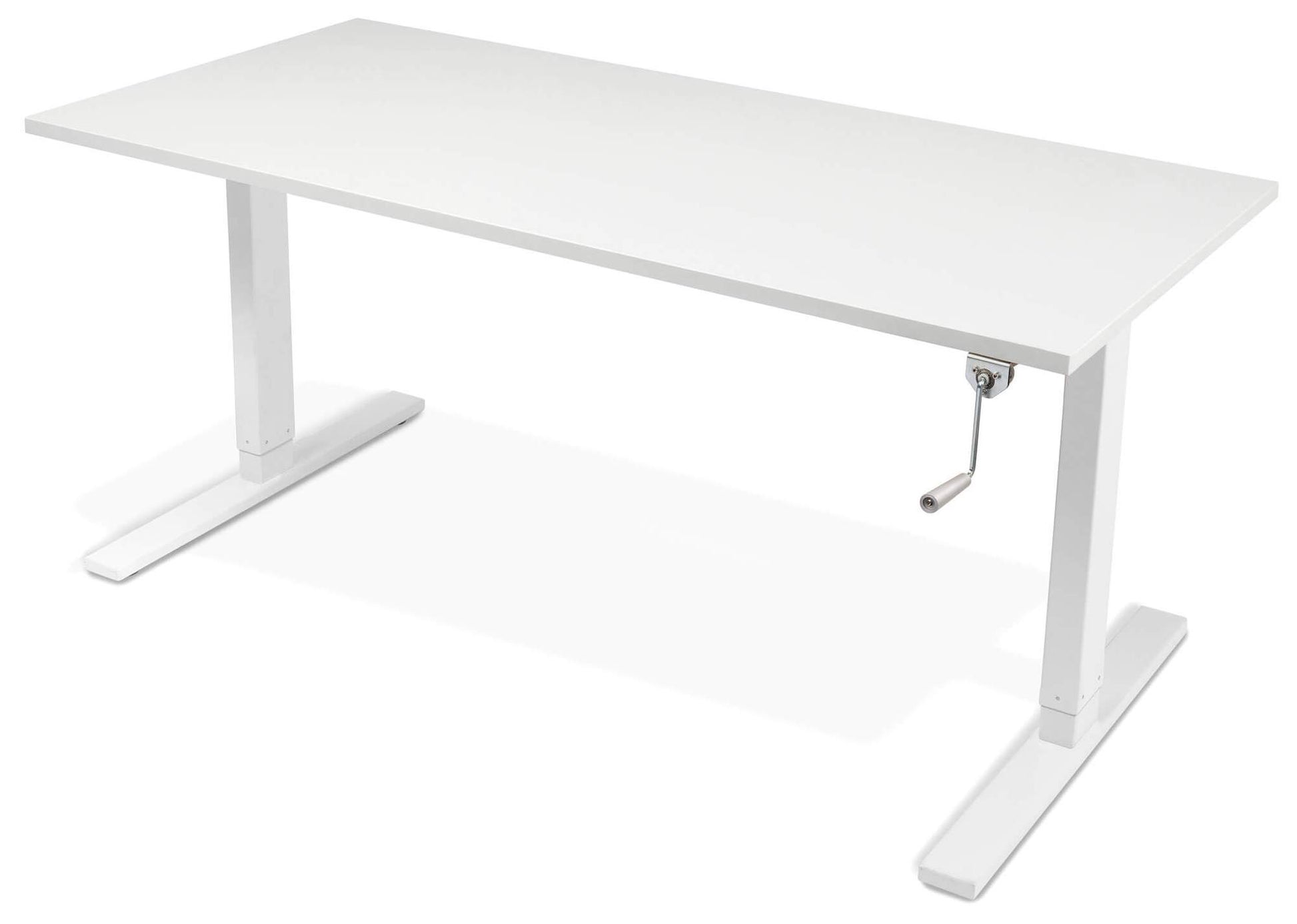 Manual Crank Standing Desk White Desktop White Frame