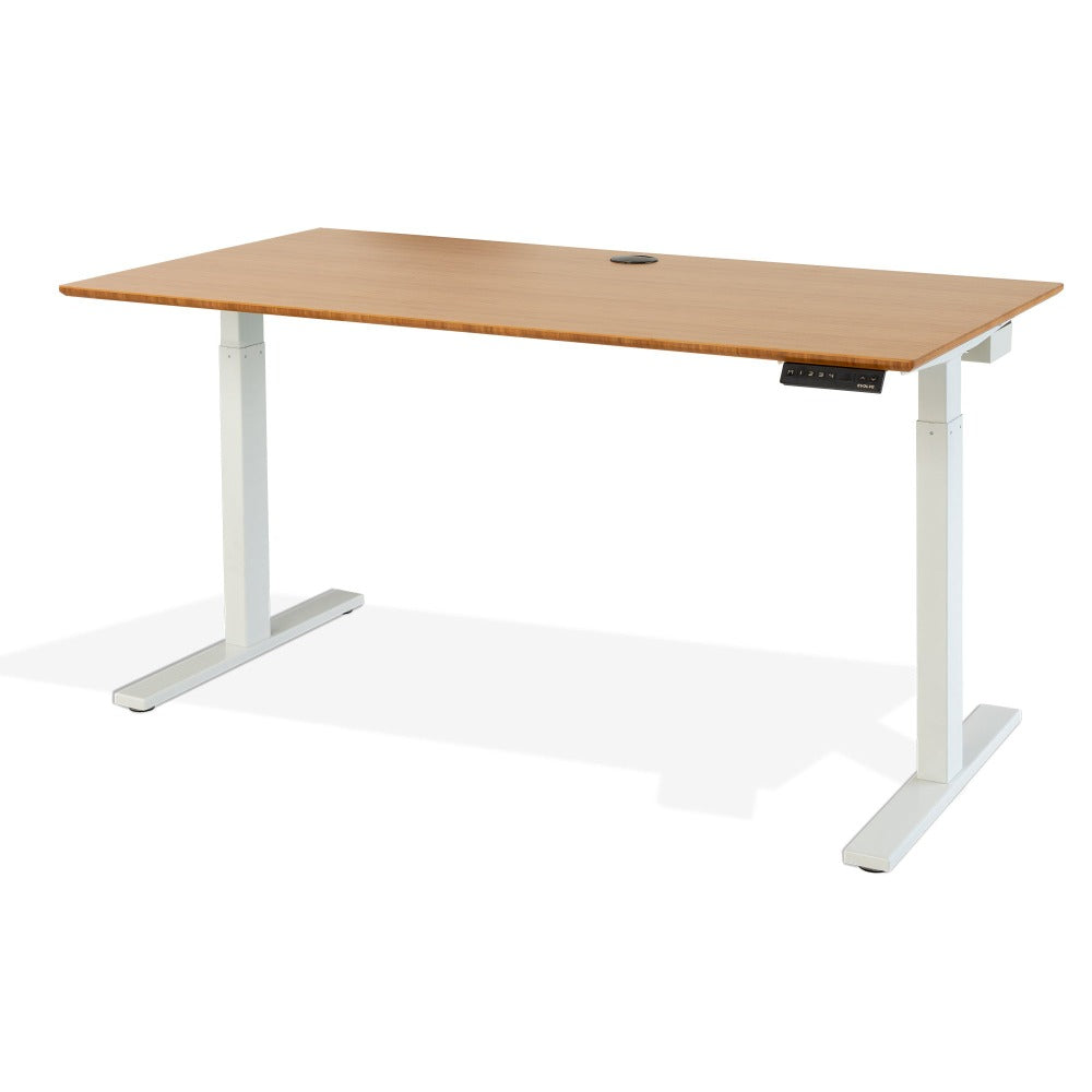 Bamboo Standing Desk with White Frame