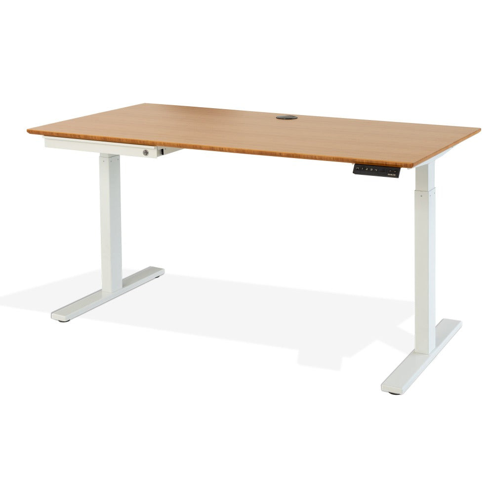 Bamboo Standing Desk with White Frame