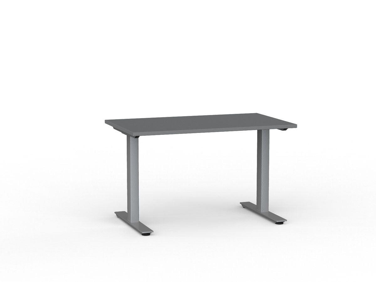 Metal Leg Fixed Height Desk White Desktop and Silver Leg