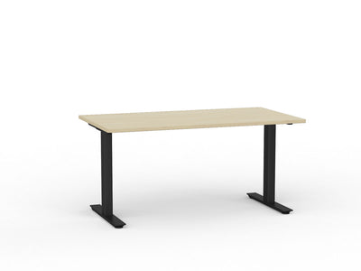 Metal Leg Fixed Height Desk Nordic Maple Desktop and Black Leg