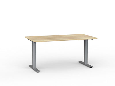 Metal Leg Fixed Height Desk Atlantic Oak Desktop and Black Leg