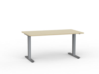 Metal Leg Fixed Height Desk White Desktop and White Leg