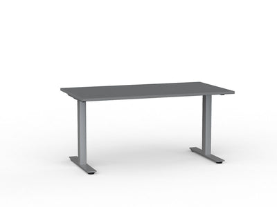 Metal Leg Fixed Height Desk White Desktop and Silver Leg
