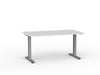 Metal Leg Fixed Height Desk White Desktop and Black Leg