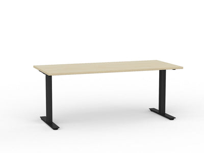 Metal Leg Fixed Height Desk Nordic Maple Desktop and Black Leg