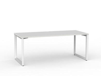 Metal Legged Fixed Height Office Desk White Desktop and White Leg