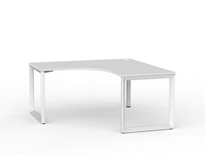 Metal Leg Office Desk Fixed Height Workstation Nordic Maple Desktop And White Leg