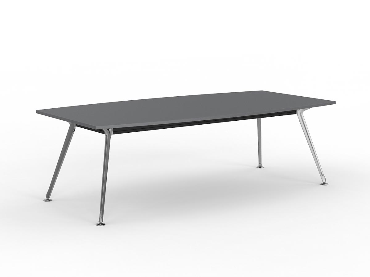 Team 2400 x 1200 Boardroom Table Silver Top Polished Alloy Legs