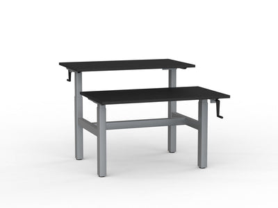 Agile Manual Winder Height Adjustable Double Sided Shared Desk